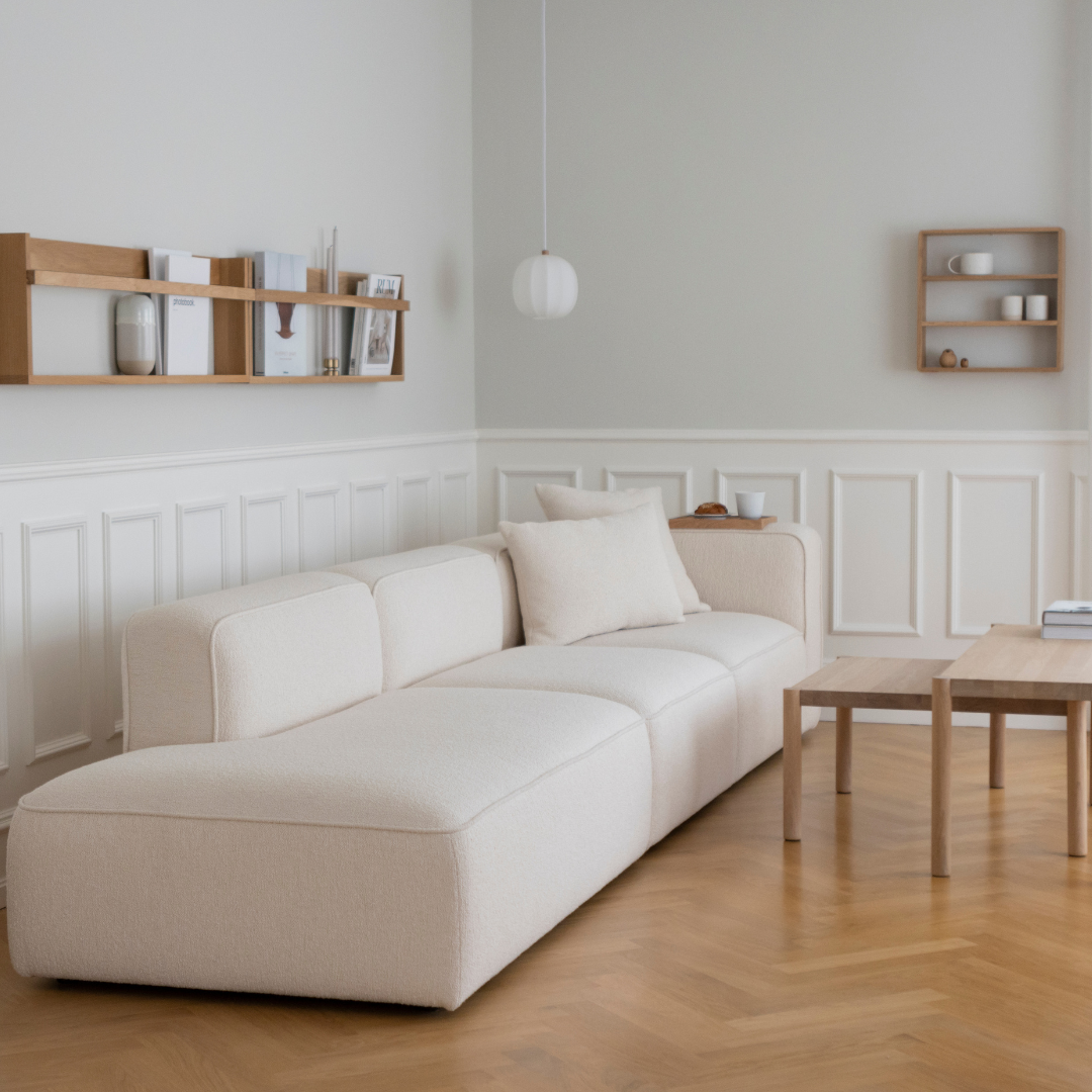 BASECAMP XL Chaiselounge - venstre chaiselounge, 3 moduler, 160x310cm, Re-wool Beige nr. 218