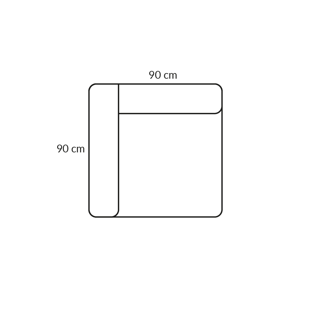 BASECAMP Corner - Venstre, 1E modul, 90x90cm