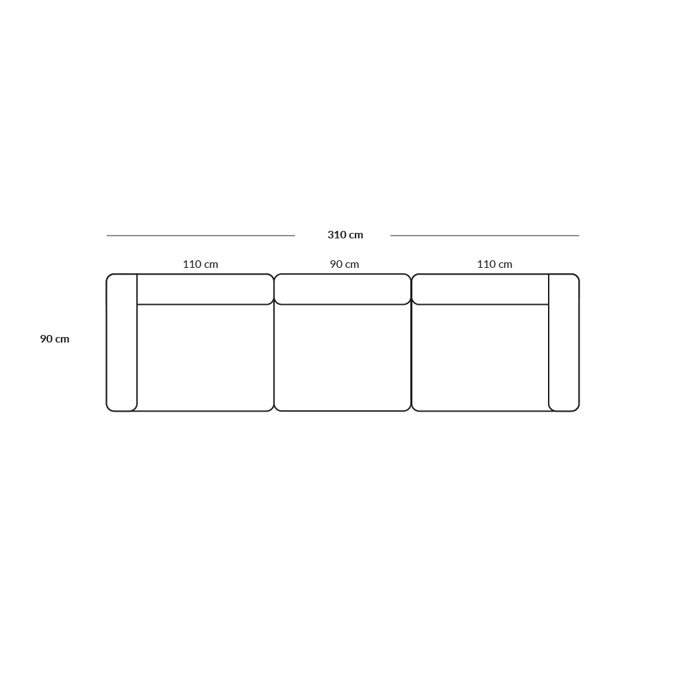 BASECAMP XL Three Seater - 3 moduler, 90x310cm