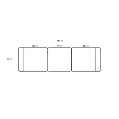 BASECAMP XL three seater - 3 moduler, 90x310cm