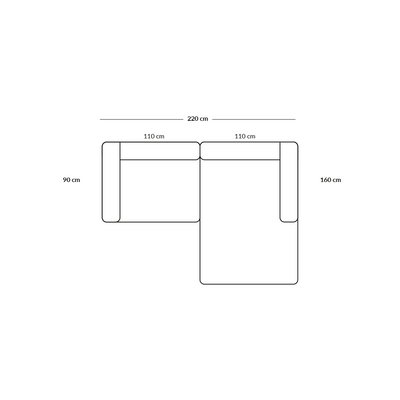 BASECAMP XL Small - højre chaiselounge, 2 moduler, 160x220 cm