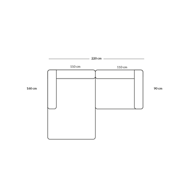 BASECAMP XL Small - venstre chaiselounge, 2 moduler, 160x220 cm