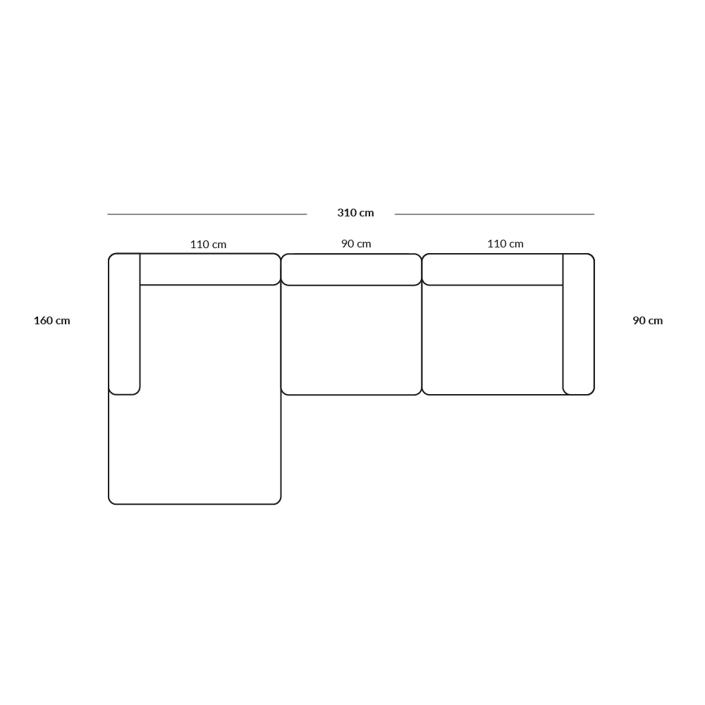BASECAMP XL Chaiselounge - venstre chaiselounge, 3 moduler, 160x310cm, Re-wool Beige nr. 218