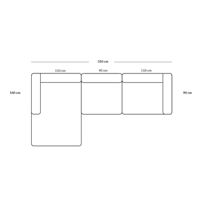 BASECAMP XL Chaiselounge - venstre chaiselounge, 3 moduler, 160x310cm