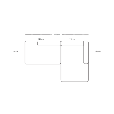 BASECAMP XL Small open end - højre chaiselounge, 2 moduler,160x250cm