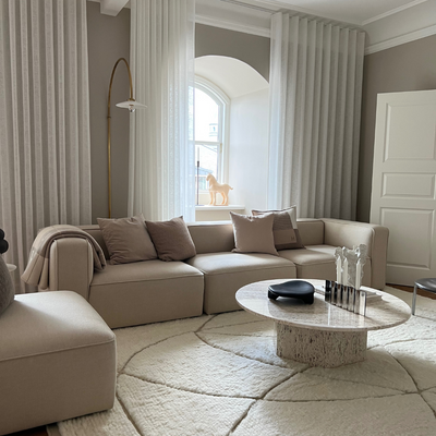 BASECAMP XL Chaiselounge - venstre chaiselounge, 3 moduler, 160x310cm, Nature Bouclé Juta nr. 04