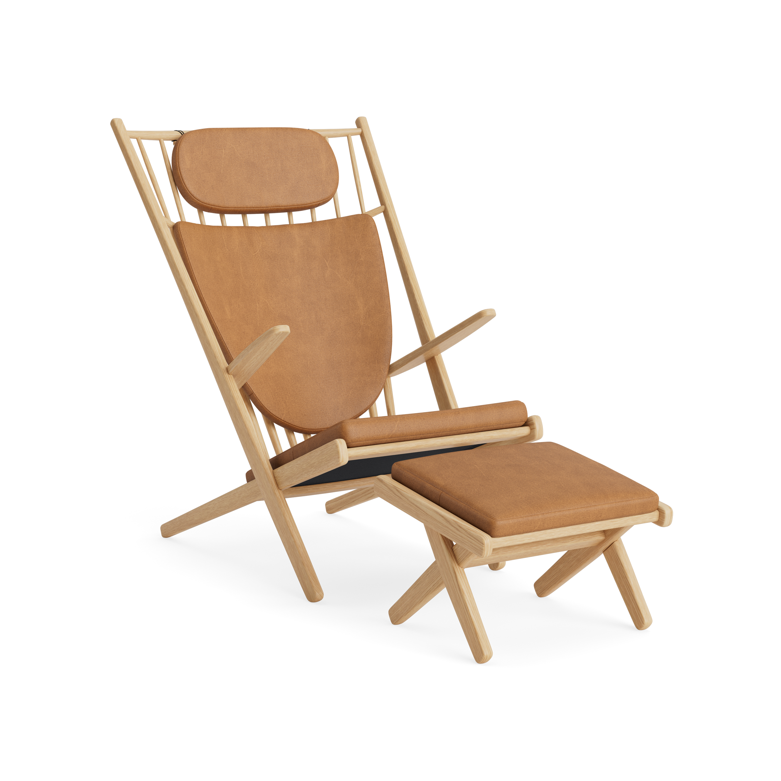 GOLIAT - Lænestol med skammel, Dunes Leather Cognac nr. 21000