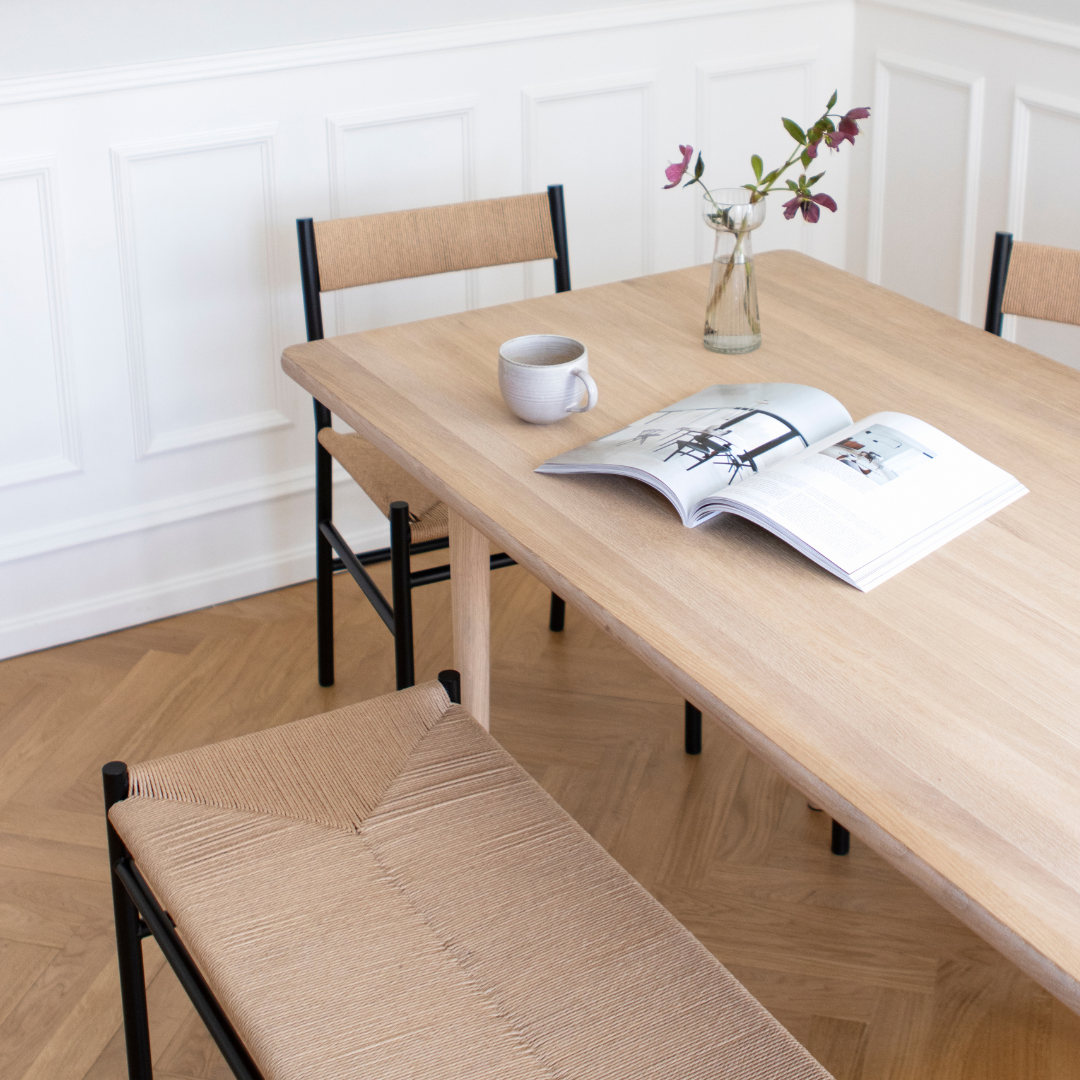 HOLMEN - Rektangulært spisebord, Egetræ, hvidolie, stort