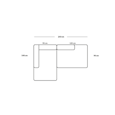 BASECAMP Small open end - venstre chaiselounge, 2 moduler, 140x210cm