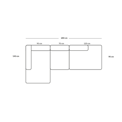 BASECAMP Open end - venstre chaiselounge, 3 moduler, 140x280cm