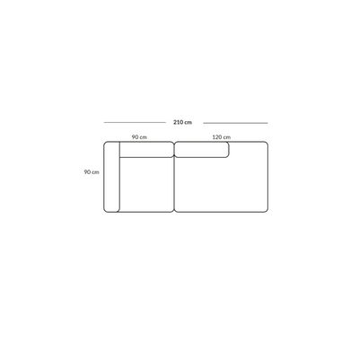 BASECAMP Two seater open end - venstre corner, 2 moduler, 90x210cm
