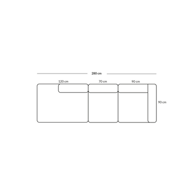BASECAMP Three seater open - højre corner, 3 moduler, 90x280cm