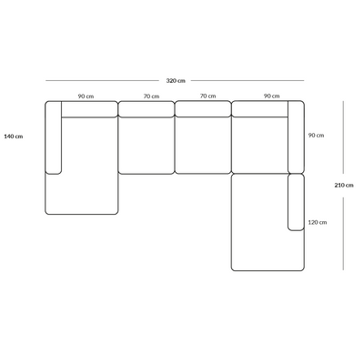 BASECAMP Family - venstre chaiselounge, 5 moduler, 210x320cm