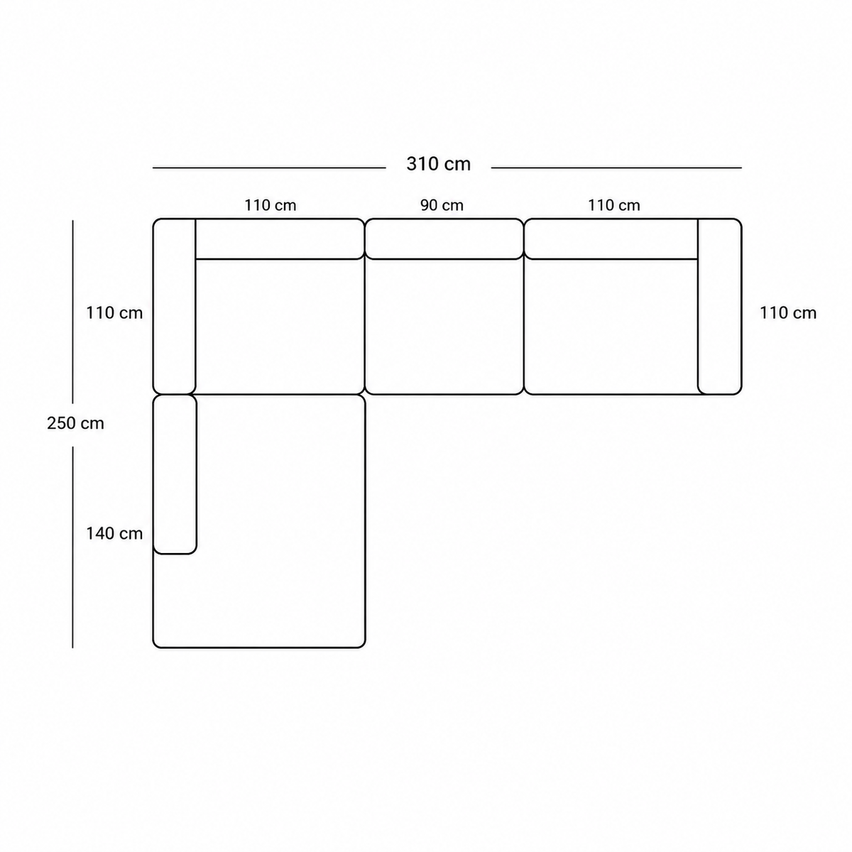 BASECAMP XL Deep Small Family - Venstre Open End, 4 moduler, 250x310 cm