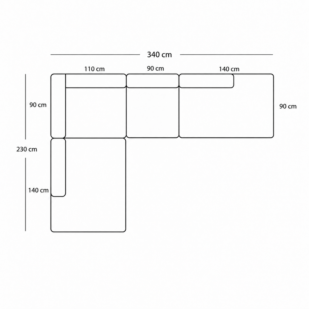 BASECAMP XL Open End Open - Venstre Open End, 4 moduler, 230x340 cm